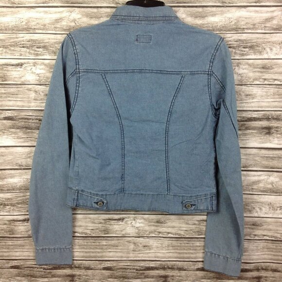 Dickies Girl Denim Jean Jacket Juniors Large Small High Waist Button Front - Picture 3 of 3